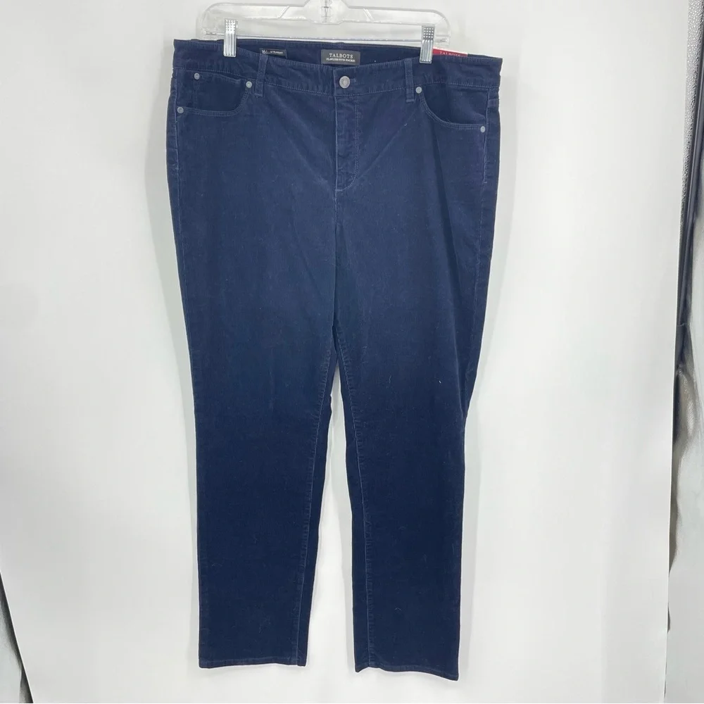 Talbots Flawless Five Pocket Slim Ankle navy blue‎ Corduroy Pants Sz 16